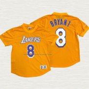 Camiseta Kobe Bryant NO 8 Los Angeles Lakers Manga Corta Amarillo