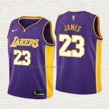 Camiseta Lebron James NO 23 Nino Los Angeles Lakers Statement 2018 Violeta
