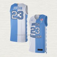 Camiseta Michael Jordan NO 23 NCAA North Carolina Split Tar Heels Azul Blanco