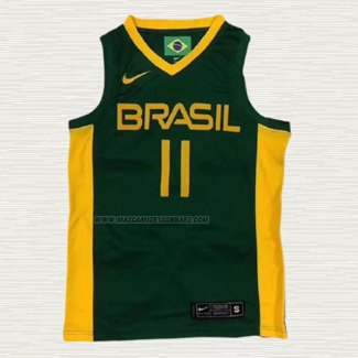 Camiseta Anderson Varejao NO 11 Brasil 2019 FIBA Basketball World Cup Verde