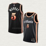 Camiseta Dejounte Murray NO 5 Atlanta Hawks Ciudad 2022-23 Negro