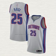 Camiseta Derrick Rose NO 25 Detroit Pistons Statement Gris