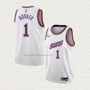 Camiseta Devin Booker NO 1 Phoenix Suns Association 2022-23 Blanco