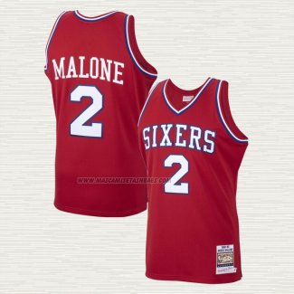 Camiseta Moses Malone NO 2 Philadelphia 76ers Mitchell & Ness 1982-83 Rojo
