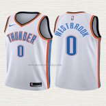 Camiseta Russell Westbrook NO 0 Nino Oklahoma City Thunder Association 2017-18 Blanco