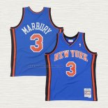 Camiseta Stephon Marbury NO 3 New York Knicks Hardwood Classics Throwback Azul