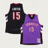 Camiseta Vince Carter NO 15 Toronto Raptors Hardwood Classics Throwback Negro Violeta