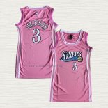Camiseta Allen Iverson NO 3 Mujer Philadelphia 76ers Rosa