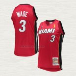 Camiseta Dwyane Wade NO 3 Miami Heat Mitchell & Ness Autentico 2005-06 Rojo