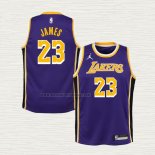 Camiseta LeBron James NO 23 Nino Los Angeles Lakers Statement Violeta