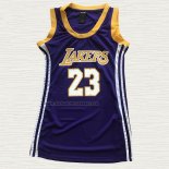 Camiseta Lebron James NO 23 Mujer Los Angeles Lakers Violeta