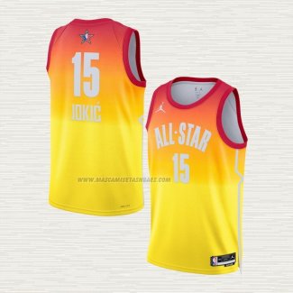 Camiseta Nikola Jokic NO 15 Denver Nuggets All Star 2023 Naranja