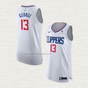 Camiseta Paul George NO 13 Los Angeles Clippers Association Autentico 2020-21 Blanco