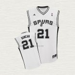 Camiseta Tim Duncan NO 21 San Antonio Spurs Retro Blanco