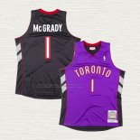 Camiseta Tracy McGrady NO 1 Toronto Raptors Hardwood Classics Throwback Negro Violeta