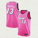 Camiseta Bam Adebayo NO 13 Miami Heat Earned 2018-19 Rosa