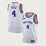 Camiseta Derrick Rose NO 4 New York Knicks 75th Anniversary Blanco