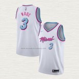 Camiseta Dwyane Wade NO 3 Miami Heat Ciudad 2017-18 Blanco