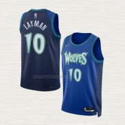 Camiseta Jake Layman NO 10 Minnesota Timberwolves Ciudad 2021-22 Azul