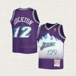 Camiseta John Stockton NO 12 Nino Utah Jazz Hardwood Classics Throwback 1996-97 Violeta