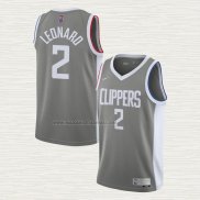 Camiseta Kawhi Leonard NO 2 Los Angeles Clippers Earned 2020-21 Gris