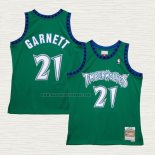 Camiseta Kevin Garnett NO 21 Minnesota Timberwolves Hardwood Classics Throwback 1997-98 Verde