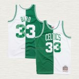 Camiseta Larry Bird NO 33 Boston Celtics Mitchell & Ness Split 1985-86 Blanco Verde