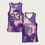 Camiseta LeBron James NO 23 Los Angeles Lakers Fashion Royalty Violeta