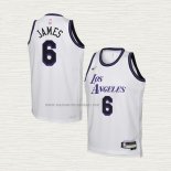 Camiseta LeBron James NO 6 Nino Los Angeles Lakers Ciudad 2022-23 Blanco