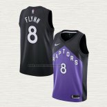 Camiseta Malachi Flynn NO 8 Toronto Raptors Earned 2020-21 Negro Violeta