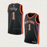 Camiseta Obi Toppin NO 1 New York Knicks Ciudad 2022-23 Negro