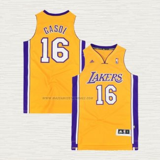 Camiseta Pau Gasol NO 16 Los Angeles Lakers Icon Amarillo