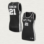 Camiseta Tim Duncan NO 21 Mujer San Antonio Spurs Icon 2017-18 Negro