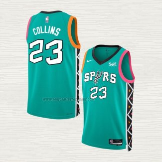 Camiseta Zach Collins NO 23 San Antonio Spurs Ciudad 2022-23 Verde