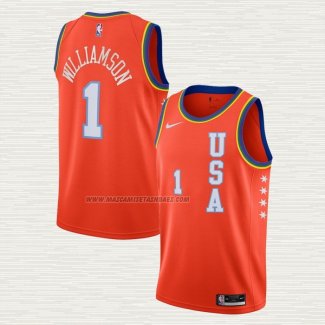 Camiseta Zion Williamson 2020 Rising Star USA Naranja