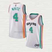 Camiseta Derrick White NO 4 San Antonio Spurs Ciudad 2021-22 Blanco