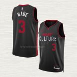 Camiseta Dwyane Wade NO 3 Miami Heat Ciudad 2023-24 Negro