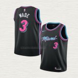 Camiseta Dwyane Wade NO 3 Nino Miami Heat Ciudad Negro