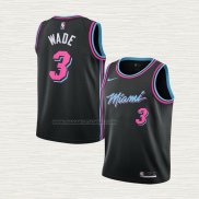 Camiseta Dwyane Wade NO 3 Nino Miami Heat Ciudad Negro