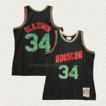 Camiseta Hakeem Olajuwon NO 34 Houston Rockets Mitchell & Ness 1993-94 Negro