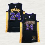 Camiseta Kobe Bryant NO 24 Los Angeles Lakers Retirement 2017-2018 Negro