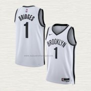 Camiseta Mikal Bridges NO 1 Brooklyn Nets Association 2022-23 Blanco
