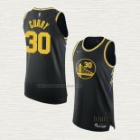 Camiseta Stephen Curry NO 30 Golden State Warriors Ciudad Autentico 2021-22 Negro