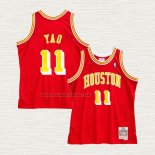 Camiseta Yao Ming NO 11 Houston Rockets Hardwood Classics Throwback Rojo