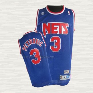 Camiseta Drazen Petrovic NO 3 Brooklyn Nets Retro Azul