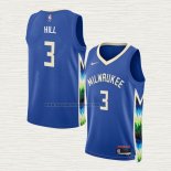 Camiseta George Hill NO 3 Milwaukee Bucks Ciudad 2022-23 Azul