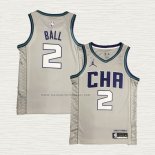 Camiseta LaMelo Ball NO 2 Charlotte Hornets Ciudad Edition Gris