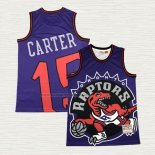 Camiseta Vince Carter NO 15 Toronto Raptors Mitchell & Ness Big Face Violeta