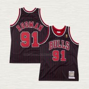 Camiseta Dennis Rodman NO 91 Chicago Bulls Mitchell & Ness 1996-97 Negro