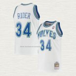 Camiseta Isaiah Rider NO 34 Minnesota Timberwolves Mitchell & Ness 1995-96 Blanco